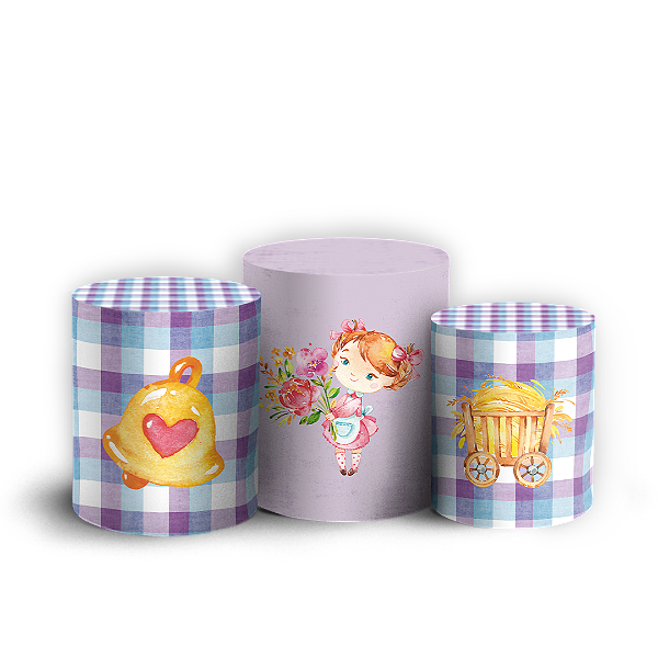Capas Trio Cilindro Sublimado Vest Facil - Fazendinha