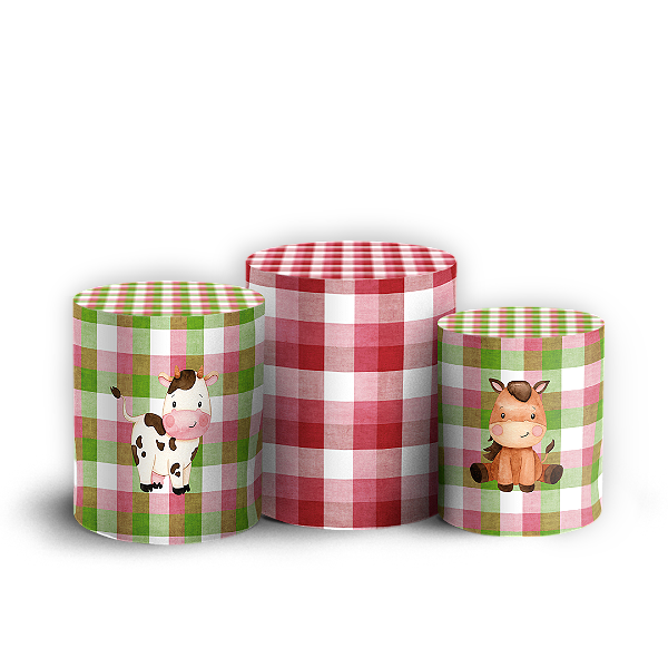 Capas Trio Cilindro Sublimado Vest Facil - Fazendinha