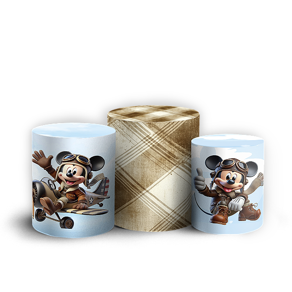 Capas Trio Cilindro Sublimado Vest Facil - Mickey Aviador