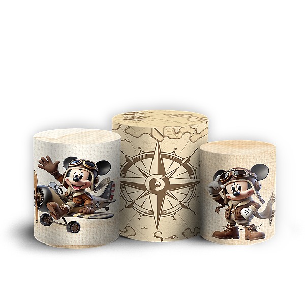 Capas Trio Cilindro Sublimado Vest Facil - Mickey Aviador