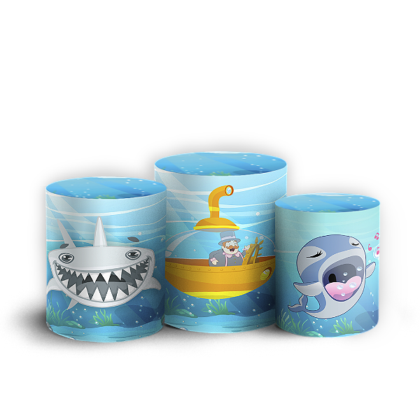 Capas Trio Cilindro Sublimado Vest Facil - Bita Fundo Do Mar
