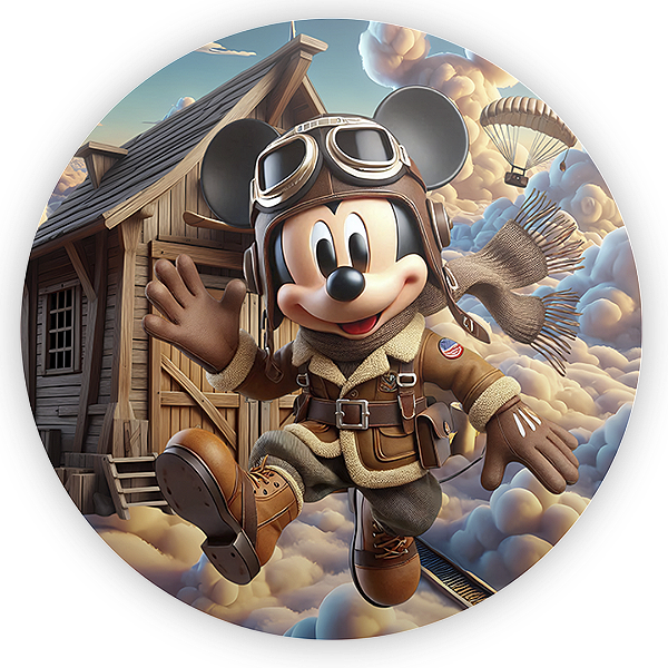 Painel Redondo - Mickey Aviador - Sublimado 3D