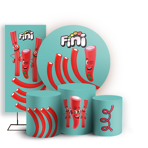 Capas Painel Redondo Trio Cilindro e Faixa Lateral Sublimado - Doces Fini