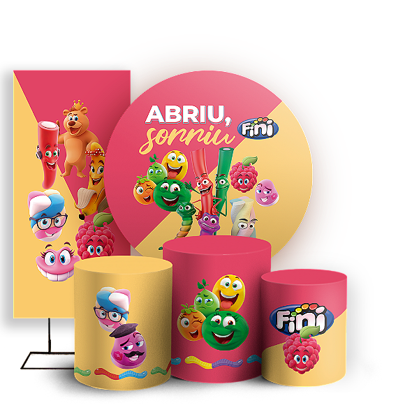Capas Painel Redondo Trio Cilindro e Faixa Lateral Sublimado - Doces Fini