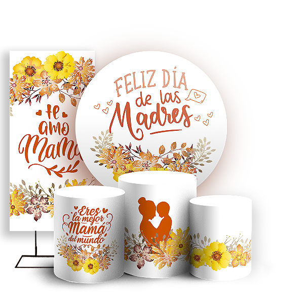 Capas Painel Redondo Trio Cilindro e Faixa Lateral Sublimado - Dia de la Madre
