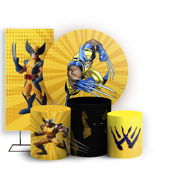 Capas Painel Redondo Trio Cilindro e Faixa Lateral Sublimado - Wolverine