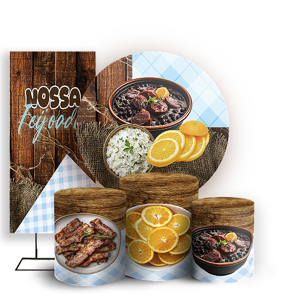 Capas Painel Redondo Trio Cilindro e Faixa Lateral Sublimado - Feijoada