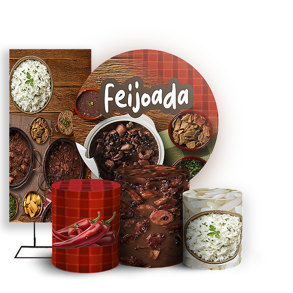 Capas Painel Redondo Trio Cilindro e Faixa Lateral Sublimado - Feijoada