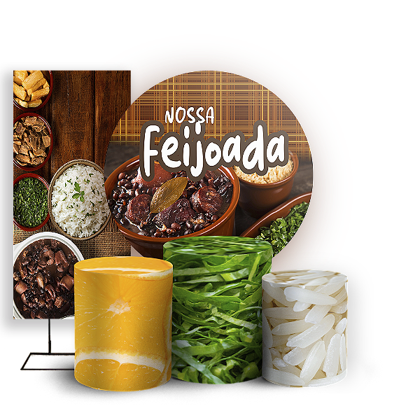 Capas Painel Redondo Trio Cilindro e Faixa Lateral Sublimado - Feijoada