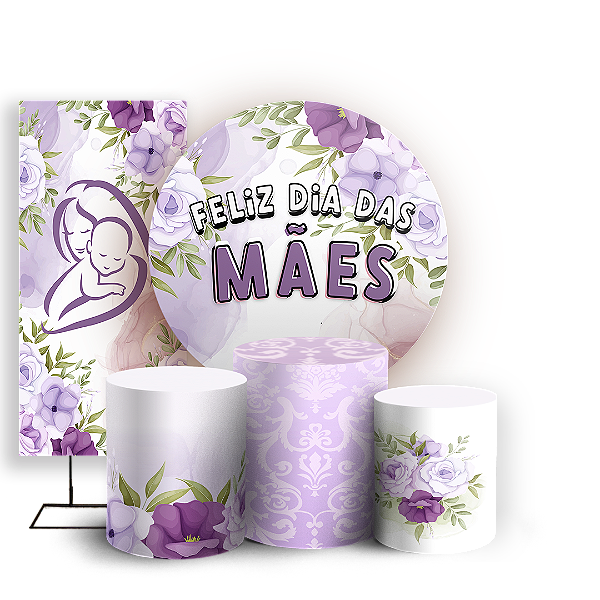 Capas Painel Redondo Trio Cilindro e Faixa Lateral Sublimado - Dia Das Mães