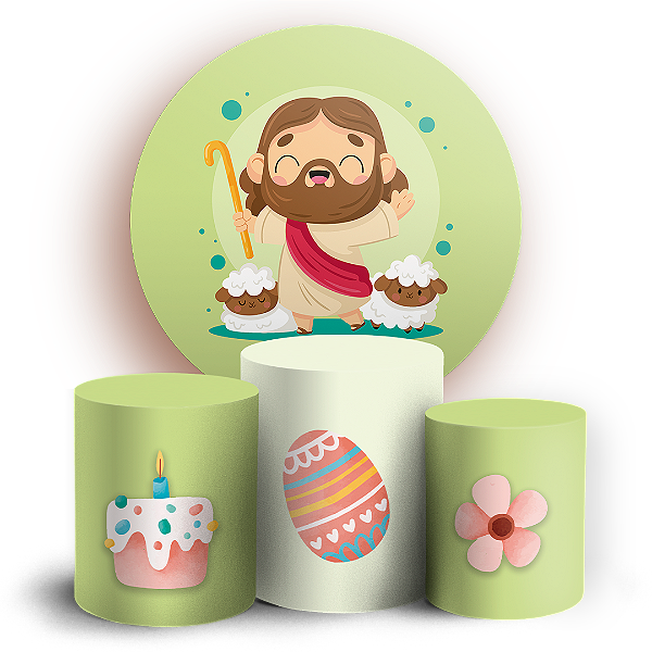 Capas Painel Redondo e Trio Cilindro Sublimado - Pascoa