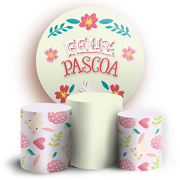 Capas Painel Redondo e Trio Cilindro Sublimado - Pascoa