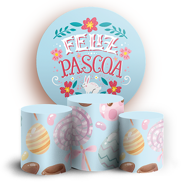 Capas Painel Redondo e Trio Cilindro Sublimado - Pascoa