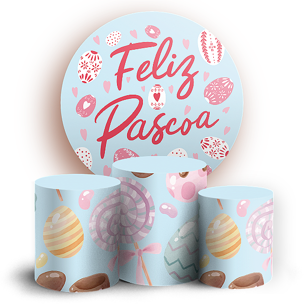 Capas Painel Redondo e Trio Cilindro Sublimado - Pascoa