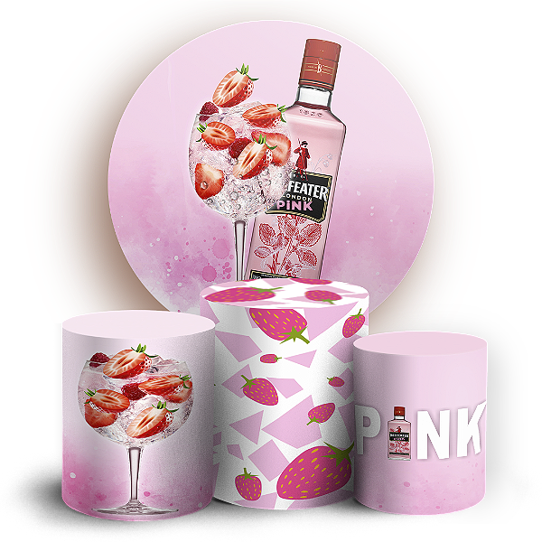 Capas Painel Redondo e Trio Cilindro Sublimado - Gin Rosa