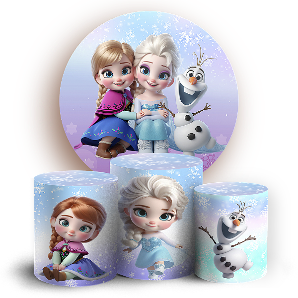 Capas Painel Redondo e Trio Cilindro Sublimado - Frozen