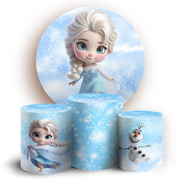 Capas Painel Redondo e Trio Cilindro Sublimado - Frozen