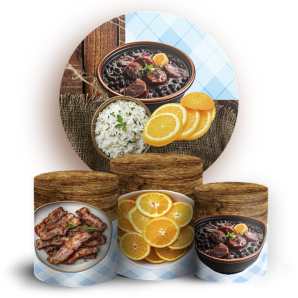 Capas Painel Redondo e Trio Cilindro Sublimado - Feijoada