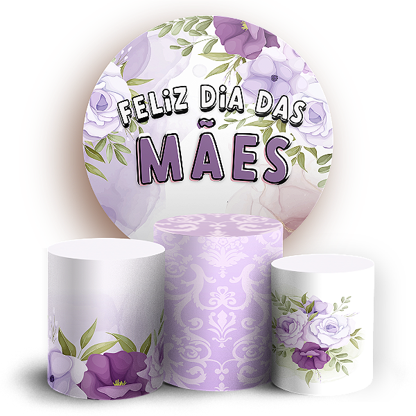 Capas Painel Redondo e Trio Cilindro Sublimado - Dia Das Mães