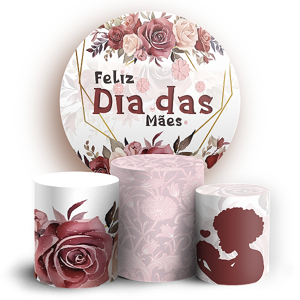 Capas Painel Redondo e Trio Cilindro Sublimado - Dia Das Mães