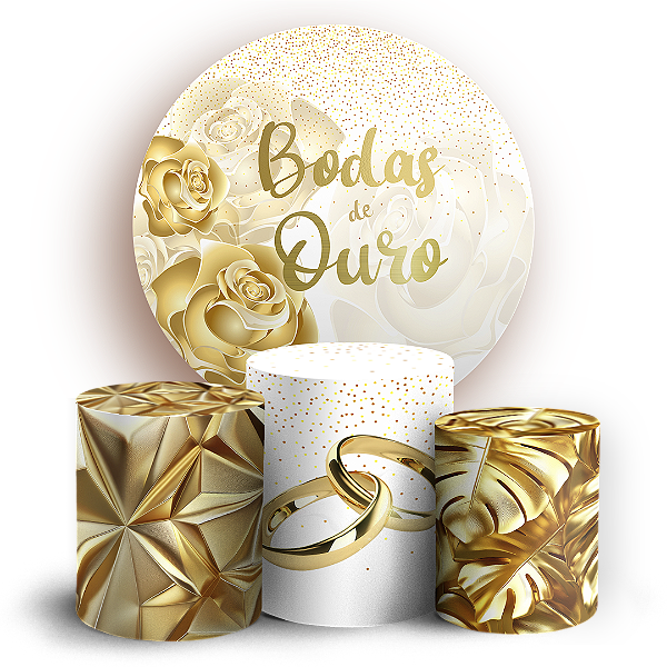 KIT Redondo e Trio - Bodas de Ouro - Sublimado 3D