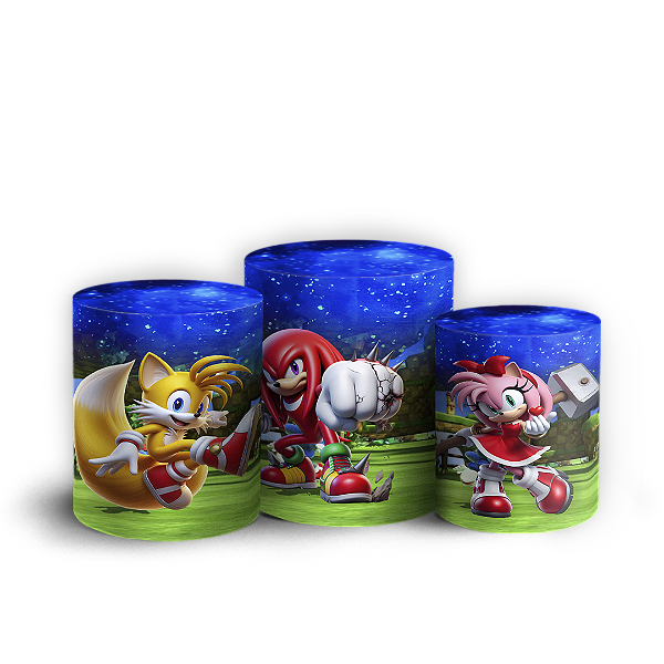 Capas Trio Cilindro Sublimado Vest Facil - Sonic