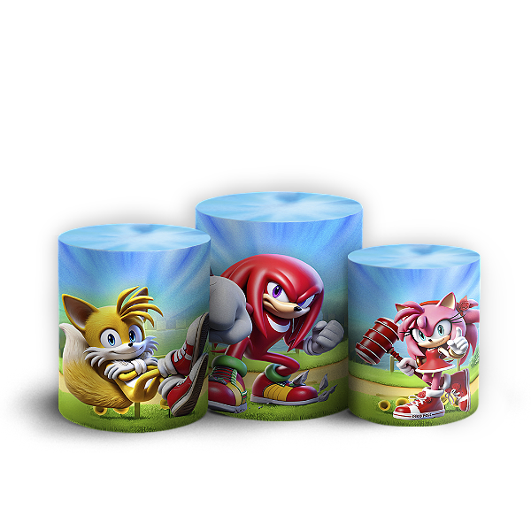Capas Trio Cilindro Sublimado Vest Facil - Sonic