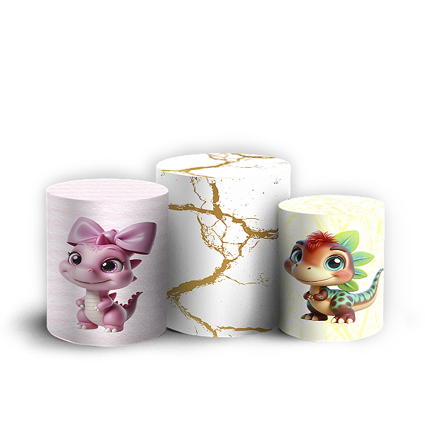 Capas Trio Cilindro Sublimado Vest Facil - Dinossauro