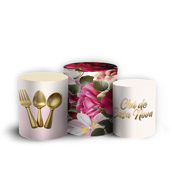 Capas Trio Cilindro Sublimado Vest Facil - Chá De Casa Nova