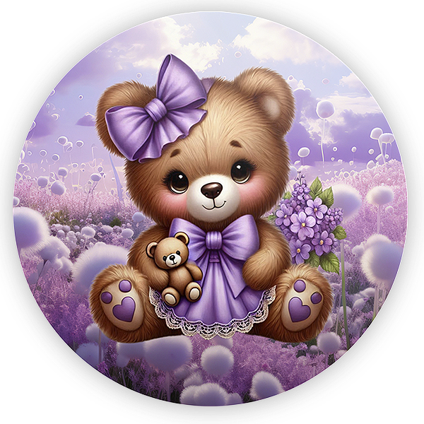 Painel Redondo - Ursinha Roxa - Sublimado 3D