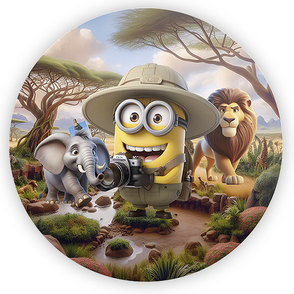 Painel Redondo - Minions Safari - Sublimado 3D