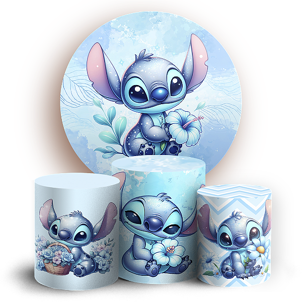 Capas Painel Redondo e Trio Cilindro Sublimado - Stitch