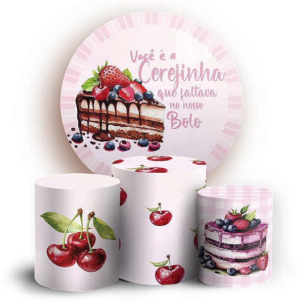 Capas Painel Redondo e Trio Cilindro Sublimado - Cerejinha