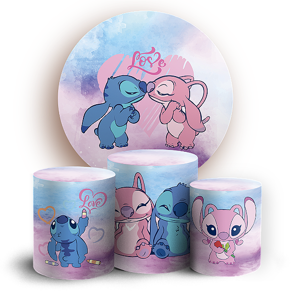 Capas Painel Redondo e Trio Cilindro Sublimado - Lilo Stitch Angel