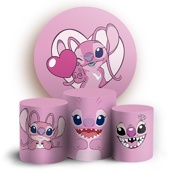 KIT Redondo e Trio - Lilo Stitch Angel - Sublimado 3D