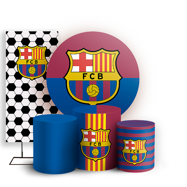 Capas Painel Redondo Trio Cilindro e Faixa Lateral Sublimado - Time Barcelona