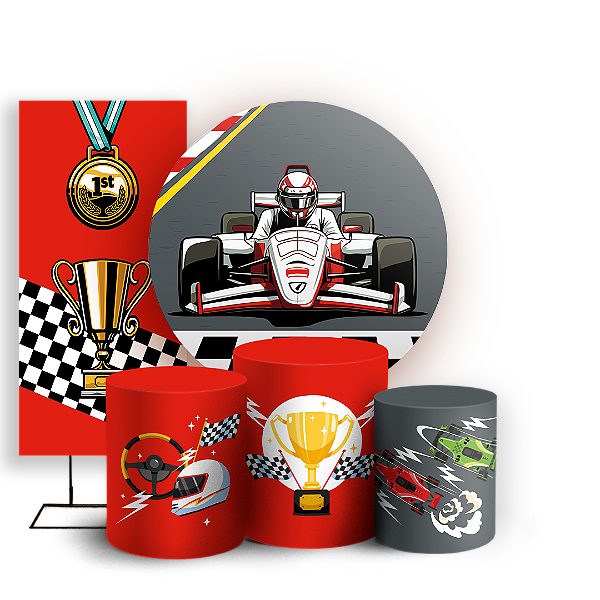 Capas Painel Redondo Trio Cilindro e Faixa Lateral Sublimado - Formula 1