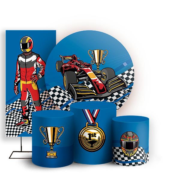 Capas Painel Redondo Trio Cilindro e Faixa Lateral Sublimado - Formula 1