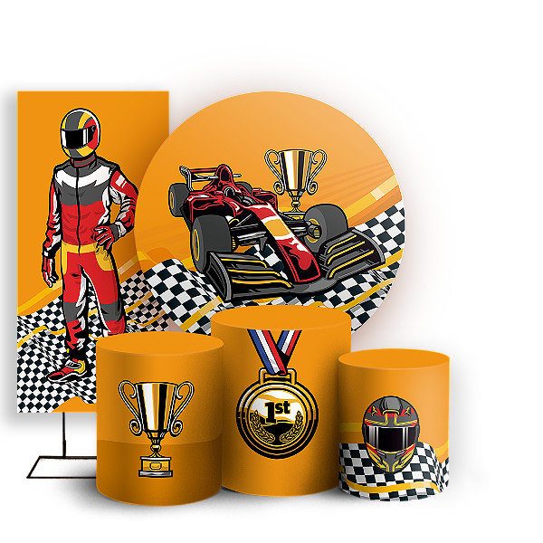 Capas Painel Redondo Trio Cilindro e Faixa Lateral Sublimado - Formula 1