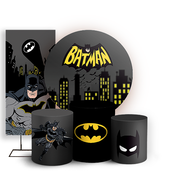 Capas Painel Redondo Trio Cilindro e Faixa Lateral Sublimado - Batman