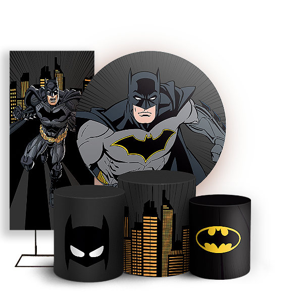 Capas Painel Redondo Trio Cilindro e Faixa Lateral Sublimado - Batman