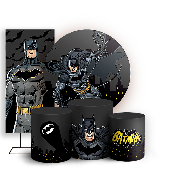 Capas Painel Redondo Trio Cilindro e Faixa Lateral Sublimado - Batman