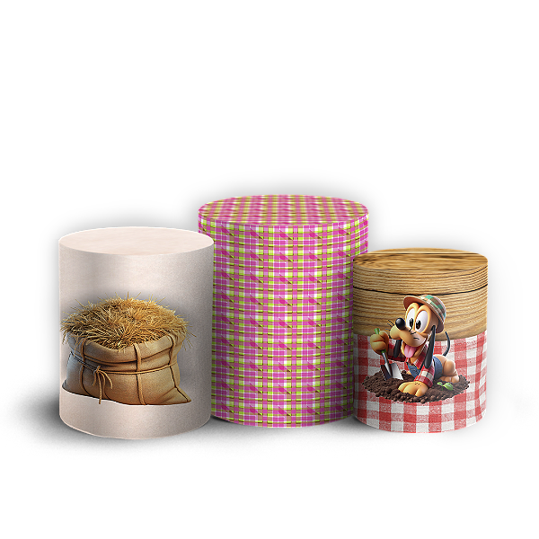 Capas Trio Cilindro Sublimado Vest Facil - Mickey Fazendinha