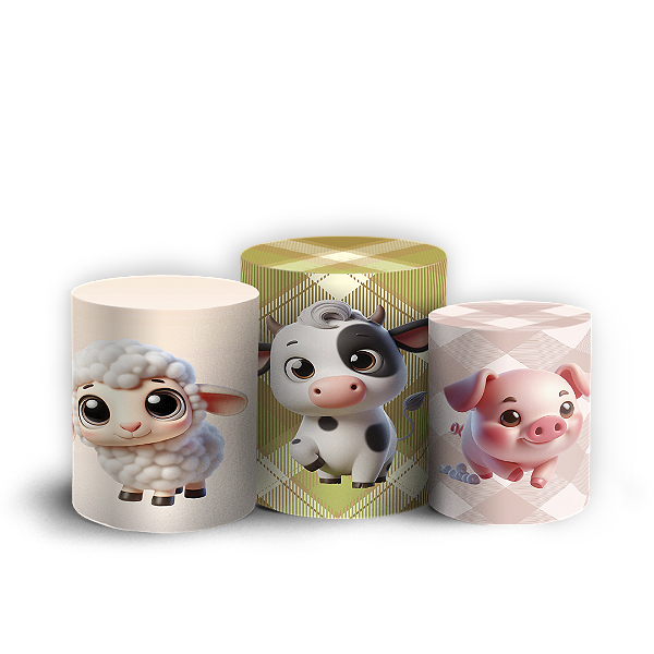Capas Trio Cilindro Sublimado Vest Facil - Mickey Fazendinha