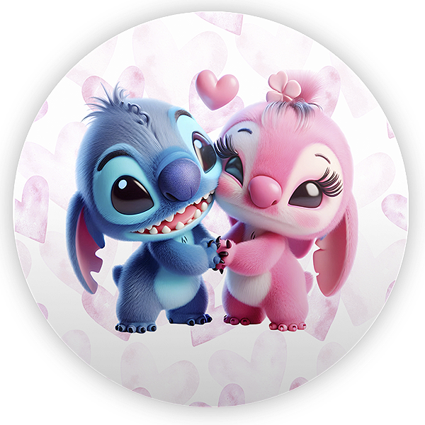Painel Redondo - Lilo Stitch Angel - Sublimado 3D