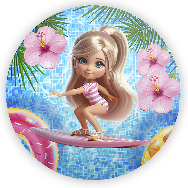 Painel Redondo - Barbie Pool Party - Sublimado 3D