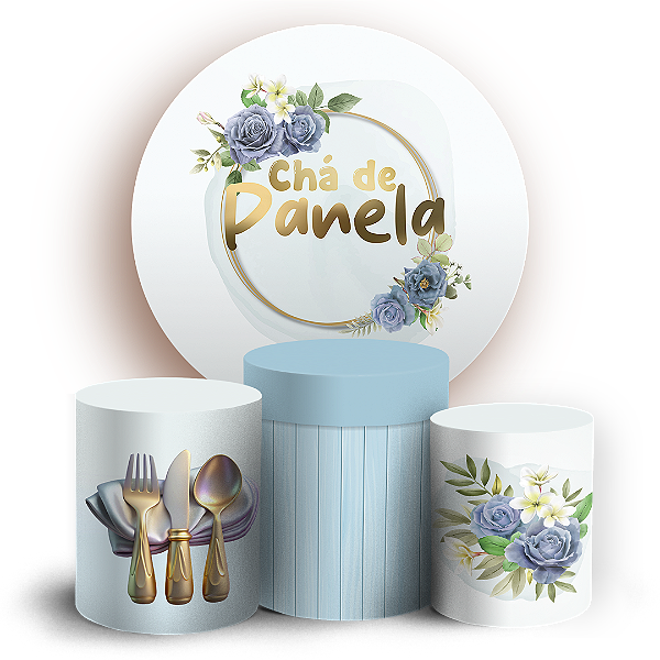 Capas Painel Redondo e Trio Cilindro Sublimado - Cha De Casa Nova