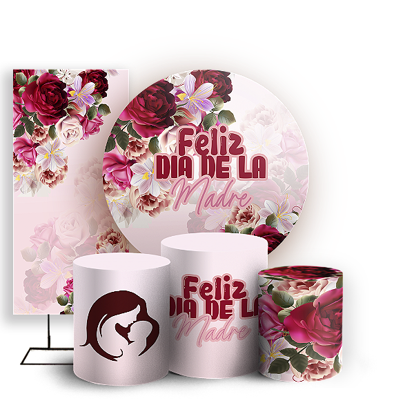 Capas Painel Redondo Trio Cilindro e Faixa Lateral Sublimado - Dia De La Madre
