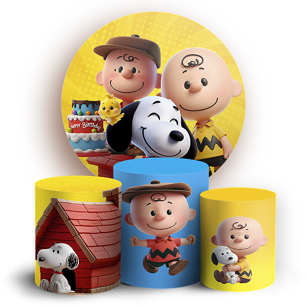 Capas Painel Redondo e Trio Cilindro Sublimado - Snoopy