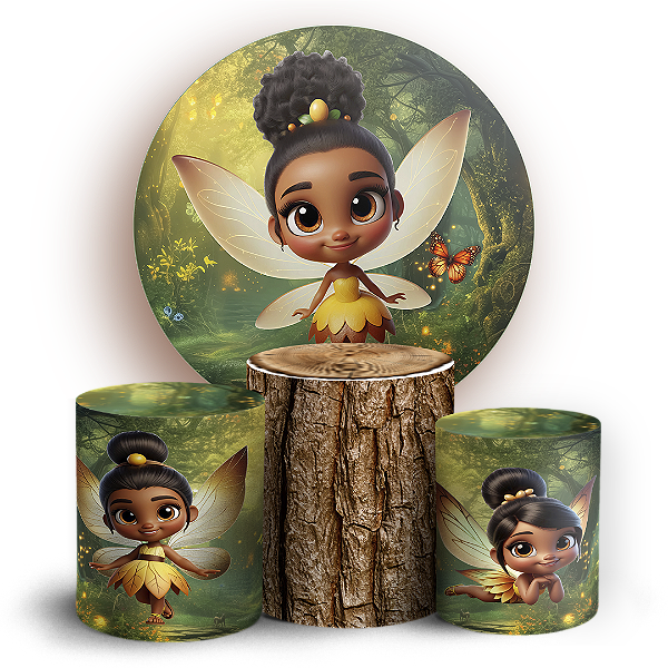 Capas Painel Redondo e Trio Cilindro Sublimado - Sininho Tinkerbell